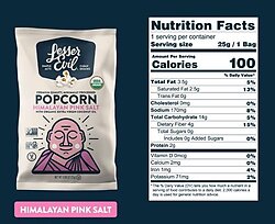 Lesser Evil Popcorn - Himalayan Pink Salt Vegan