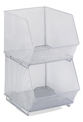 Silver Mesh Stacking Baskets / Bins (3 Sizes)